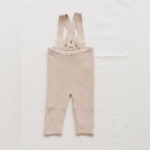 Fin & Vince Knitted Suspender Pants - Milk - 12/24mo